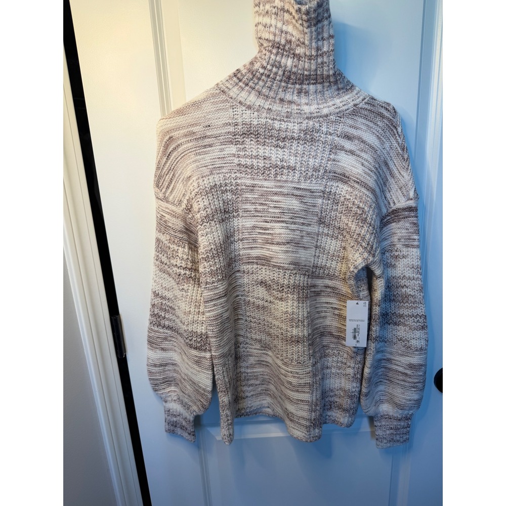 Liz Claiborne Midnight Purple Marled Patchwork Turtleneck Sweater Small NWT
